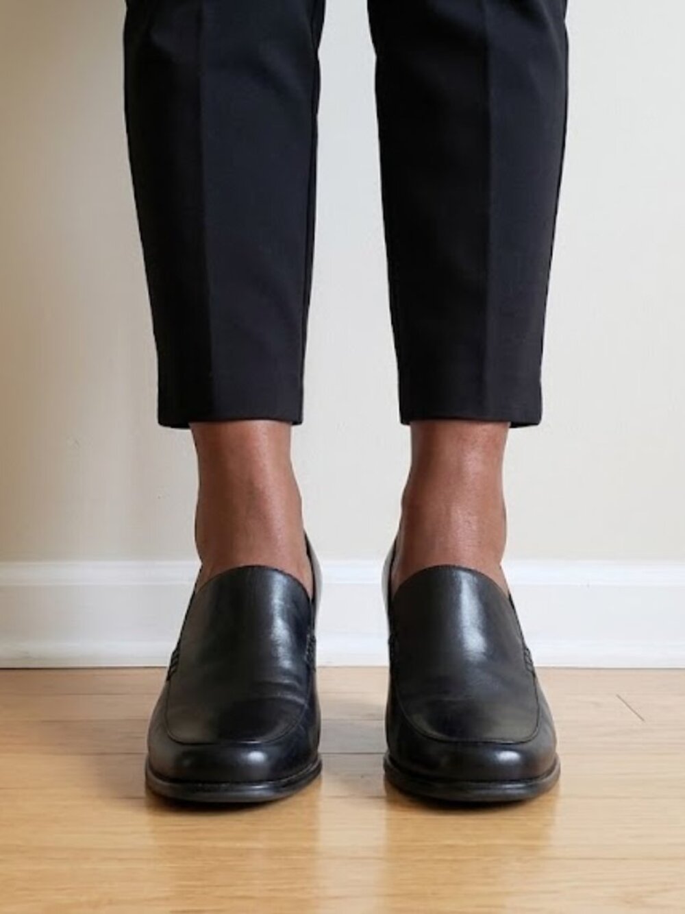 Franco Sarto Black Leather Block Heel Loafers Womens 7M Slip On Pumps - Picture 6 of 9